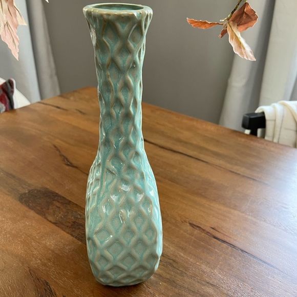 Turquoise Textured Ceramic Vase - Picture 6 of 6